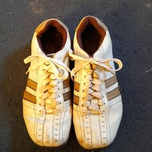 Mens white leather sketches low top sneakers
